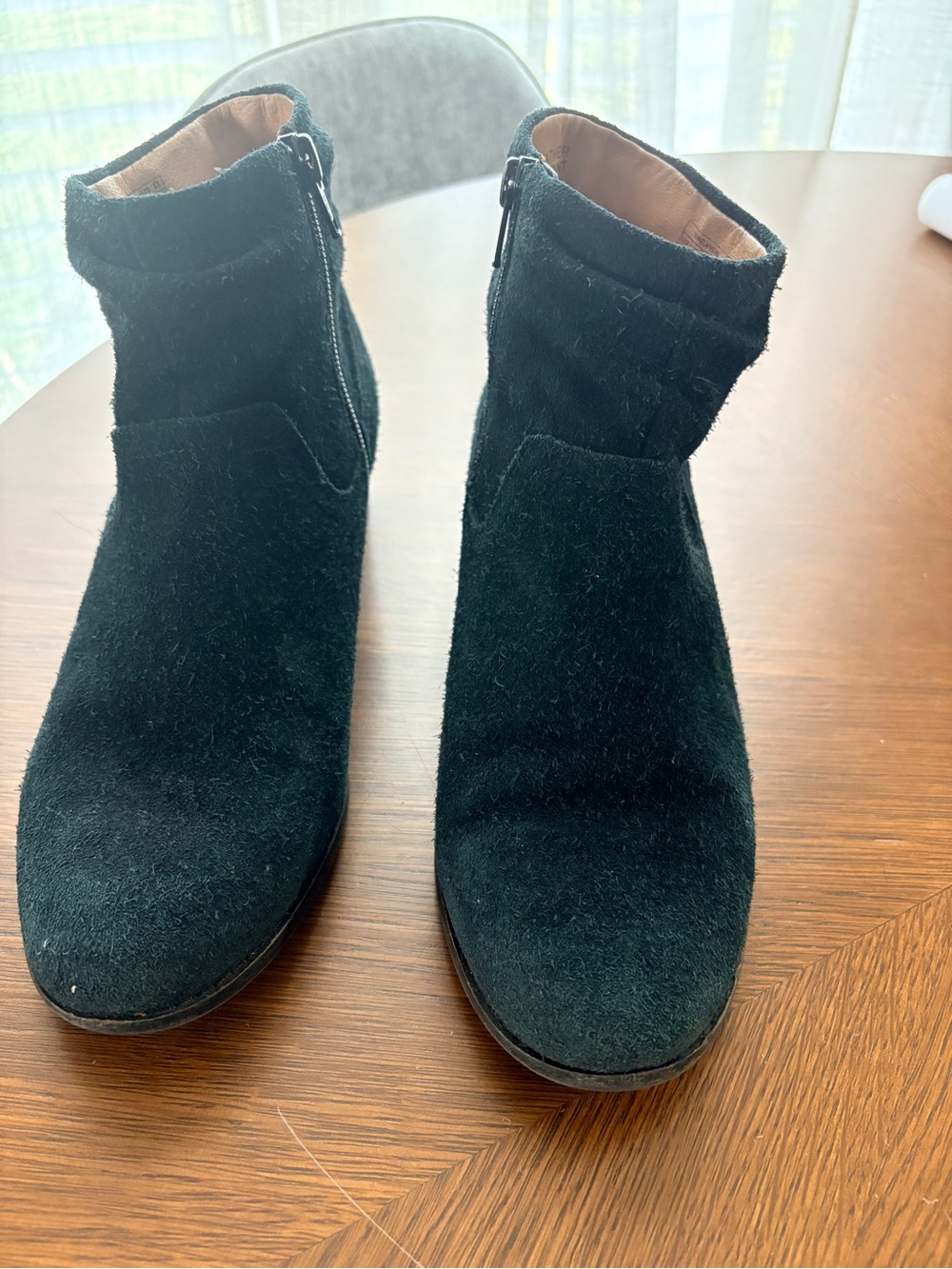 Vionic Black Suede Ankle Booties with Side Zipper